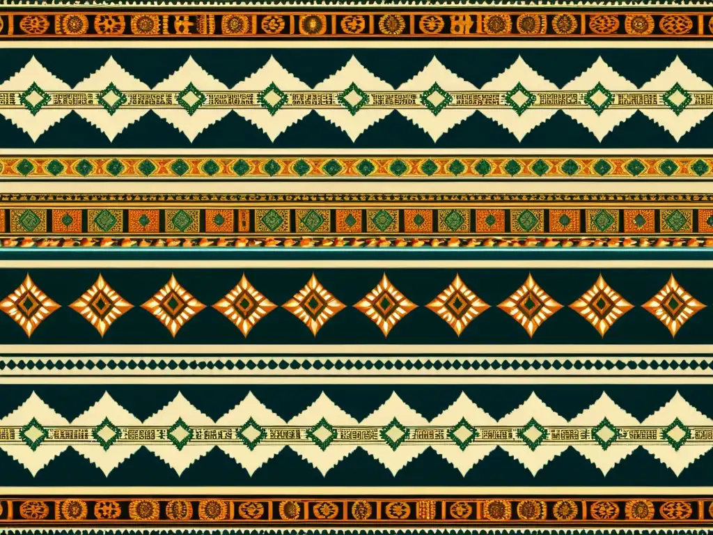 Detalle de patrones matemáticos textiles indios en vibrante diseño geométrico y colores tradicionales