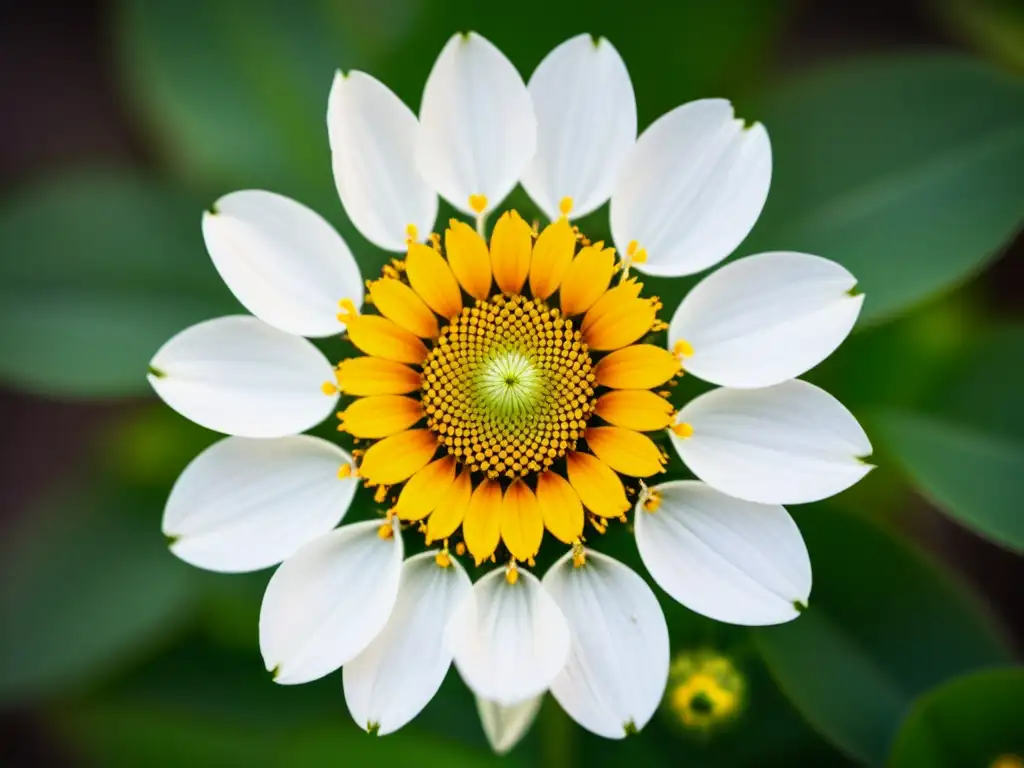 Detalle de patrones simétricos en flores silvestres con venas delicadas y colores sutiles, iluminación cálida y atmósfera nostálgica