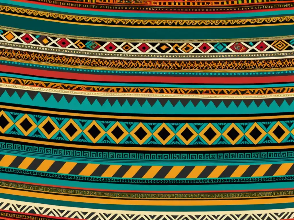 Detalle de patrones textiles vintage mostrando la rica diversidad cultural y el significado histórico del diseño artístico