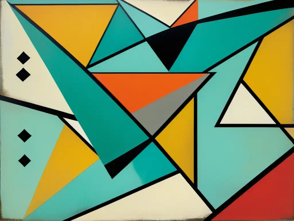 Detalle de una pintura modernista abstracta con una mezcla dinámica de colores y patrones, evocando abstracción en patrones artísticos modernismo