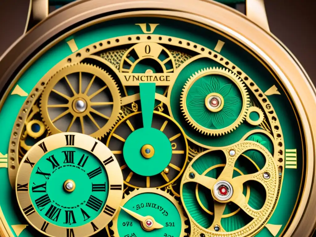 Detalle de un reloj vintage, destacando los motivos recurrentes en relojería de lujo y la artesanía de su diseño atemporal