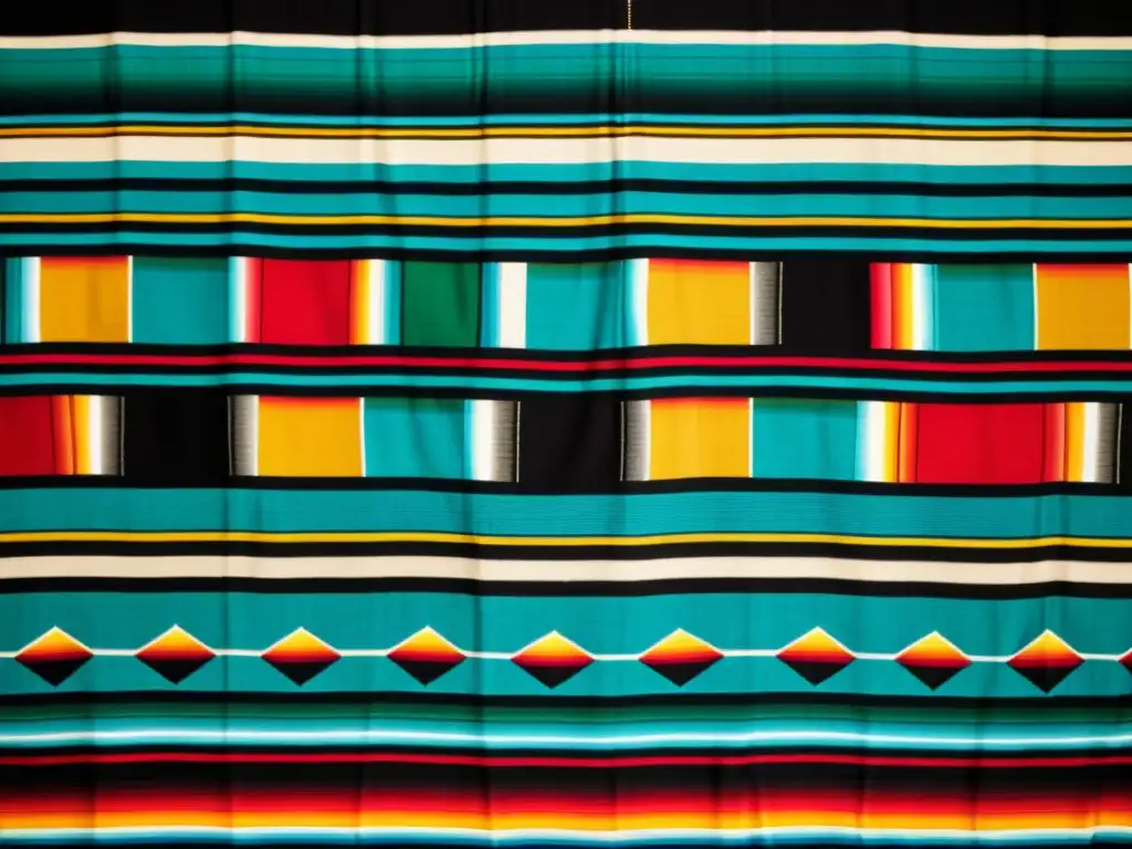 Serape mexicano con patrones geométricos y colores vibrantes Detalle de un sarape mexicano con patrones tradicionales y cultura pop digitalizada en colores vibrantes y diseño geométrico