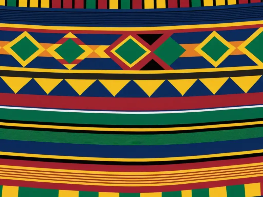 Detalle del significado de mensajes codificados en textiles Akan: patrones intrincados y colores vibrantes revelan la rica herencia cultural