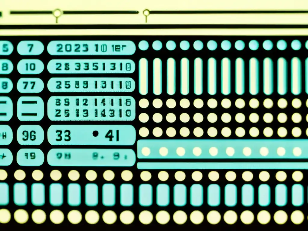 Detalle de tarjeta perforada de computadora vintage, resaltando la estética de patrones en IA y su evolución histórica