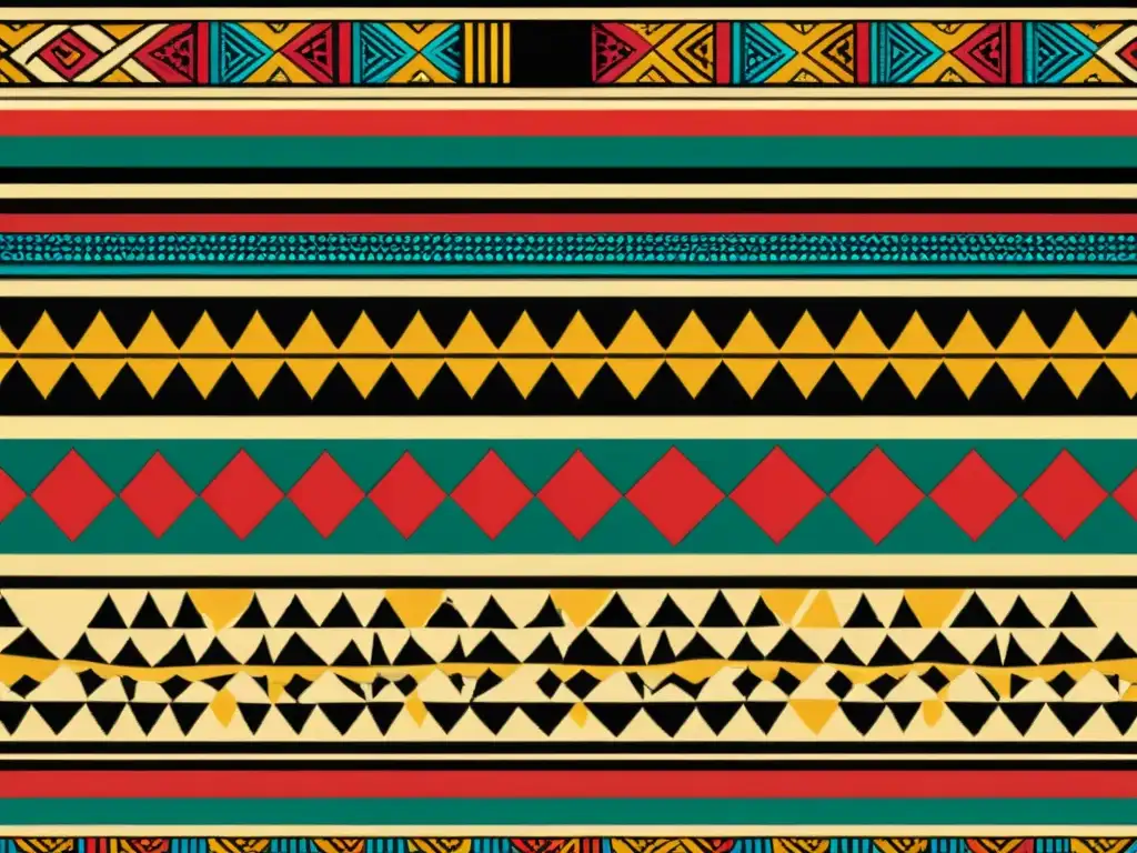 Detalle de un tejido tradicional africano con patrones artísticos y colores vibrantes, destacando la rica herencia cultural y artística de África