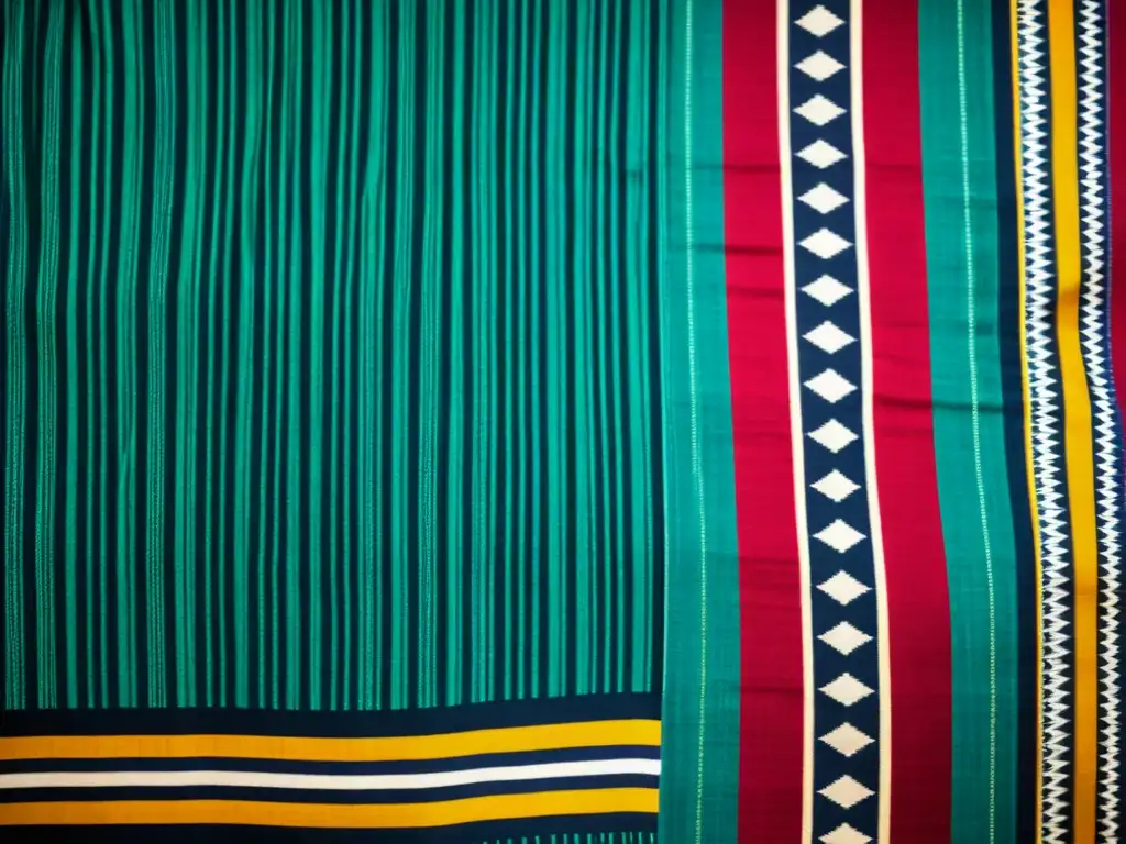 Detalle de un Sambalpuri Ikat, tejido tradicional de Odisha, con vibrantes patrones y colores que representan la identidad cultural de la región