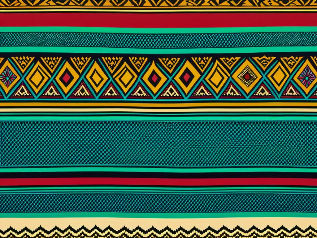 Detalle de tejido vintage africano con influencia árabe en patrones textiles, reflejando herencia cultural y artesanía