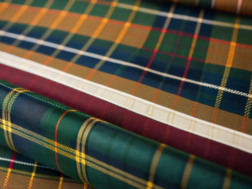 Detalle vintage de un kilt escocés tradicional, resaltando los patrones y colores del tartán