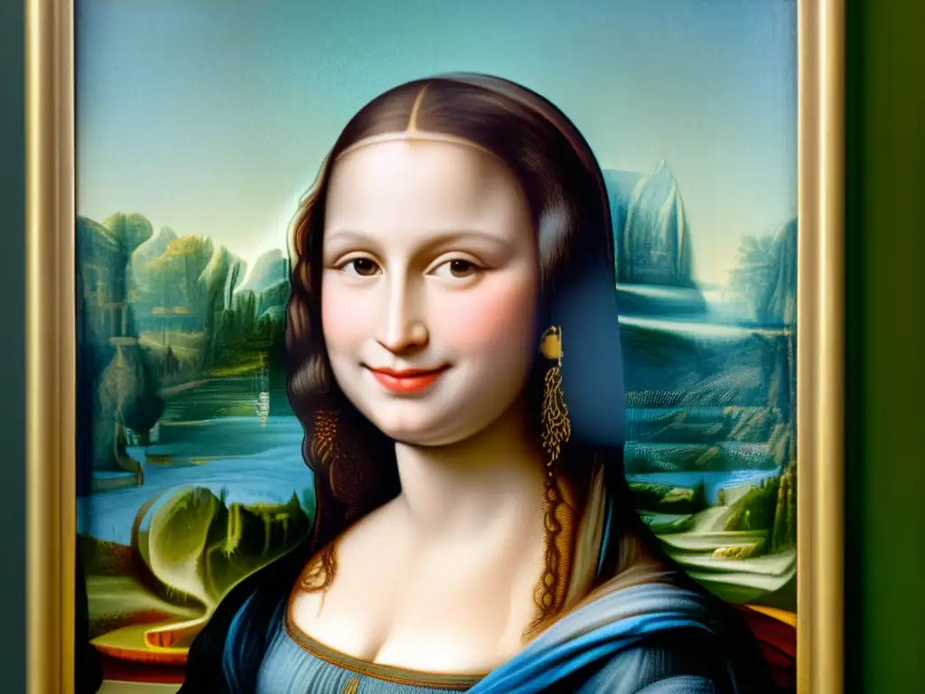 Detalles en alta resolución de la enigmática sonrisa de la Mona Lisa en el Museo del Louvre, evocando la preservación del arte con Realidad Aumentada