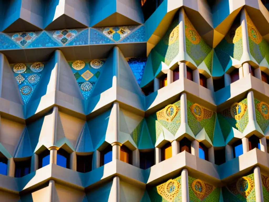 Detalles históricos en mosaicos de la Sagrada Familia en Barcelona, España: patrones significativos en monumentos