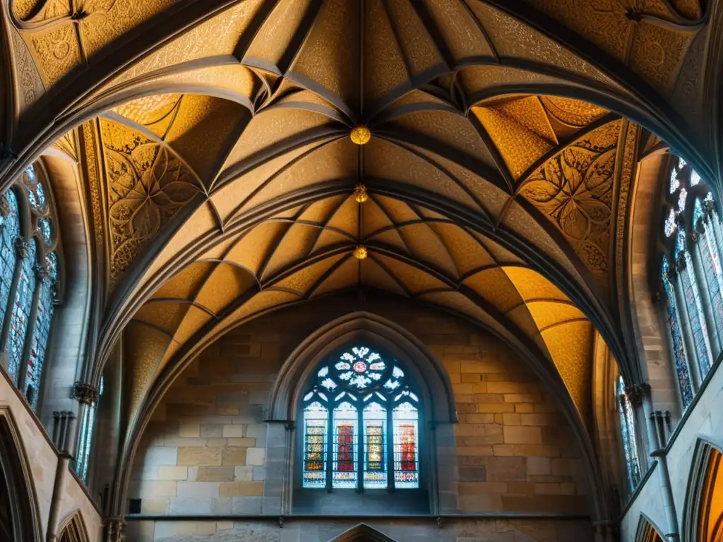 Detalles impresionantes de la arquitectura gótica: patrones geométricos en la catedral medieval