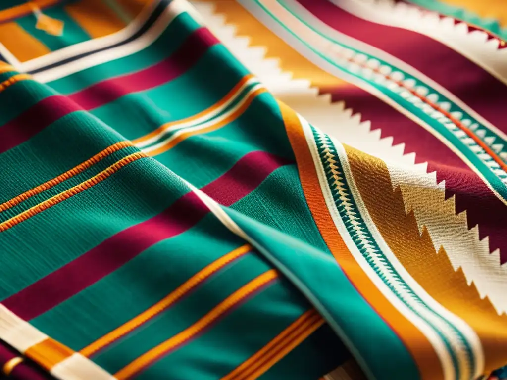 Textil étnico tejido a mano: colores vibrantes y patrones tradicionales Detalles intrincados de un textil tejido con patrones culturales en videojuegos en colores vibrantes y tierra, evocando herencia y artesanía