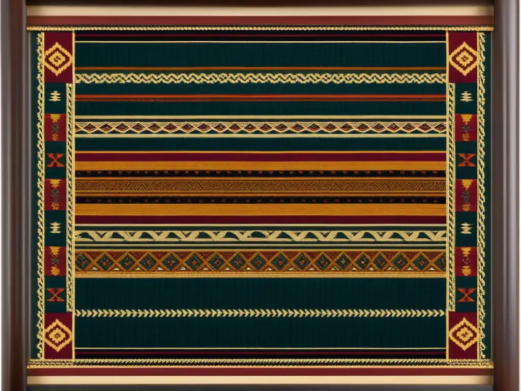 Detalles de patrones tradicionales textiles de alta gama en tela lujosa y rica en colores, con finos detalles y delicada artesanía