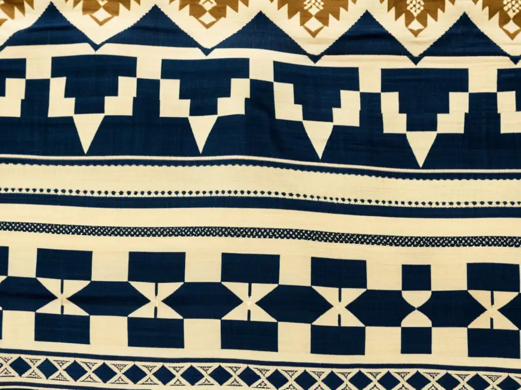 Detalles de tejido indigo con ornamentación simbólica y profundo significado cultural africano