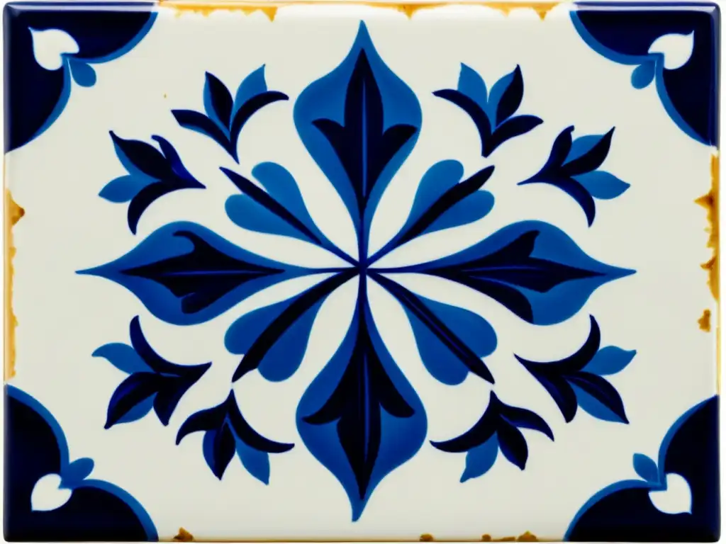 Detalles vibrantes de azul y blanco en azulejo decorativo portugués