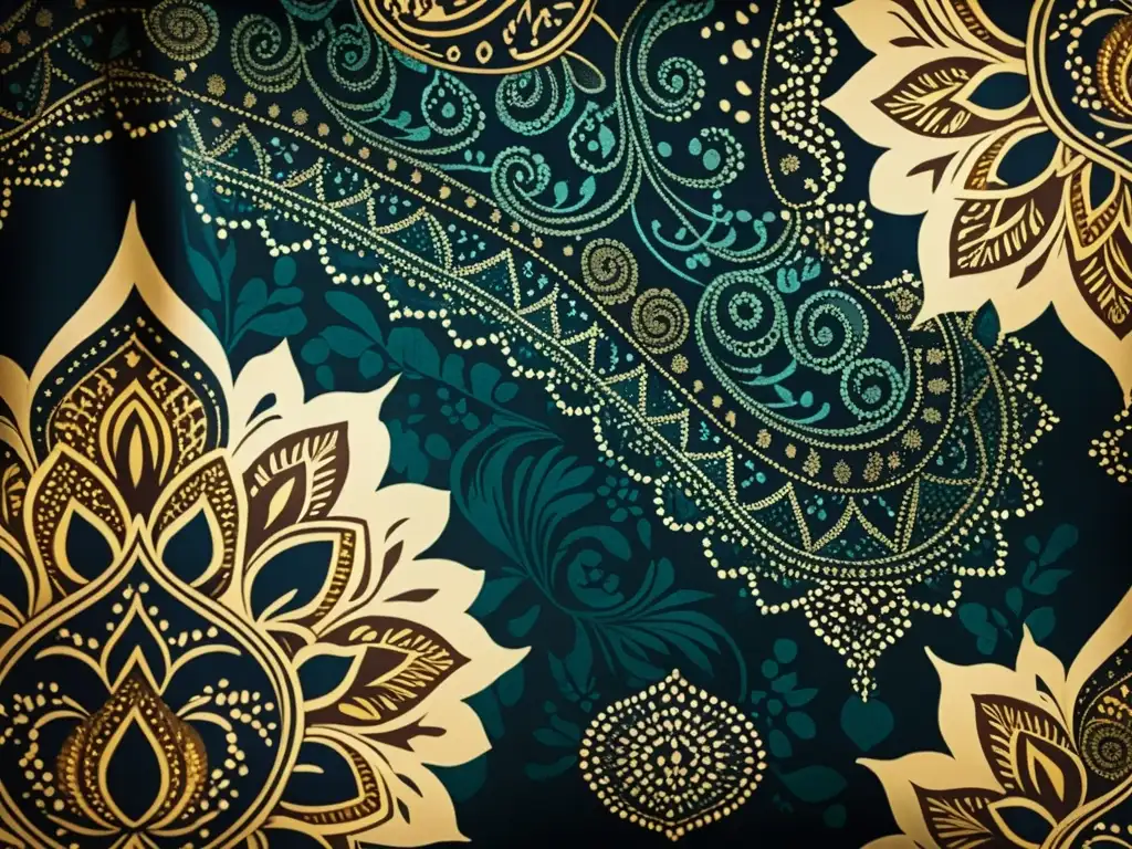 Detalles vibrantes de un batik tradicional indonesio, con influencia de técnicas de diseño web