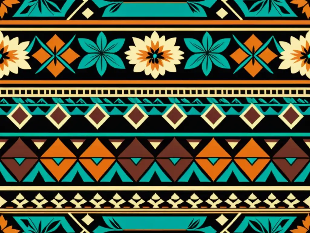 Un diseño digital de patrones artísticos tradicionales, fusionando lo antiguo con lo moderno en ricos tonos terrosos