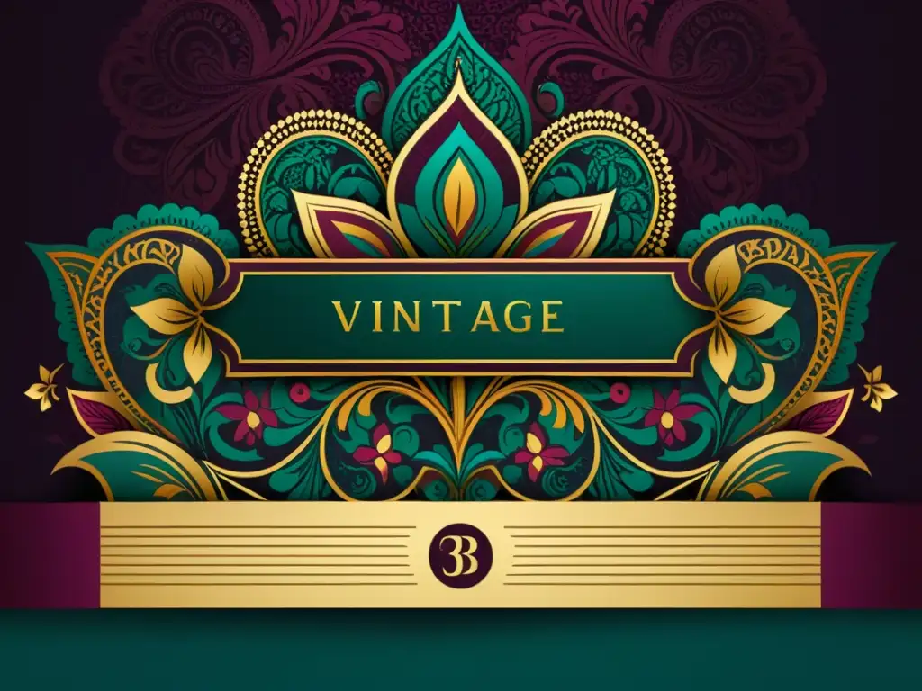 Diseño de interfaz digital vintage con elementos tradicionales y modernos Diseño de interfaces con patrones tradicionales que fusiona lo vintage con lo moderno en una elegante y rica paleta de colores