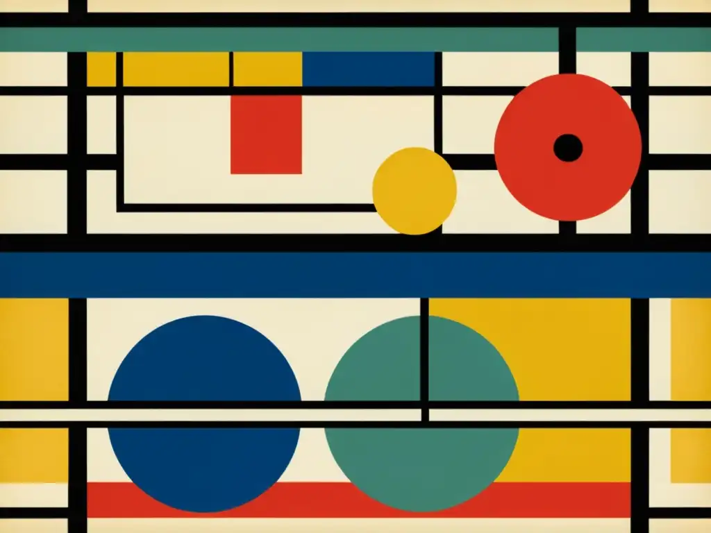 Un diseño de patrones artísticos en culturas globales: fusión de Bauhaus con decoración europea en colores primarios sobre pergamino envejecido