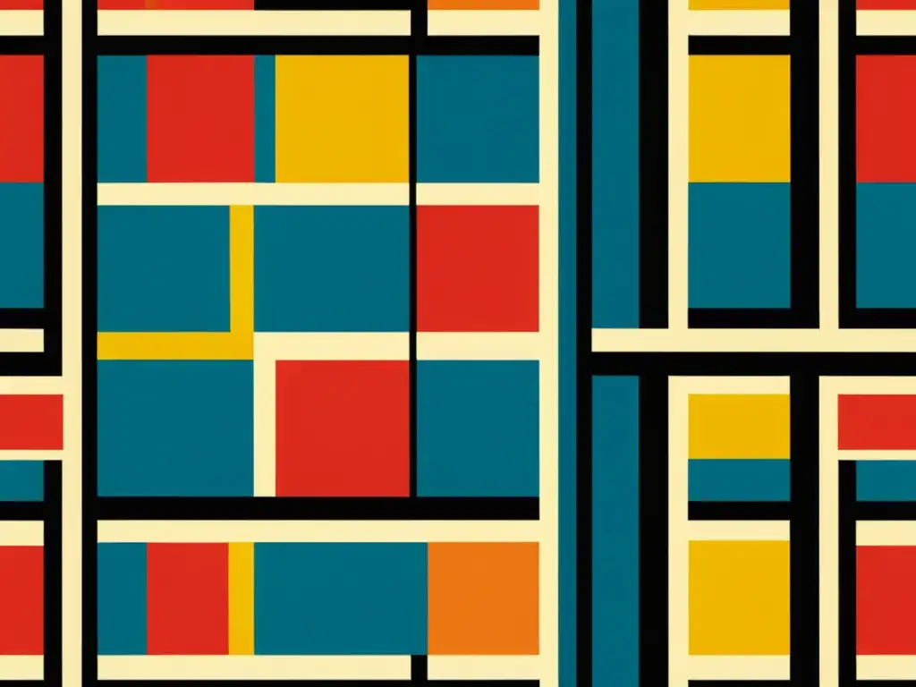 Diseño de patrones artísticos en culturas globales: Fotografía de alta resolución de un patrón textil vintage de Bauhaus, con formas geométricas intrincadas y colores primarios audaces