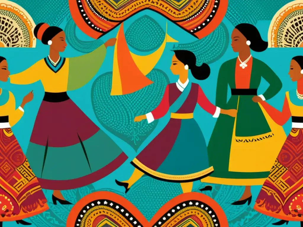 Diseño de patrones contemporáneos étnicos: Ilustración vintage de personas de diversas culturas creando un bello y detallado diseño unificado