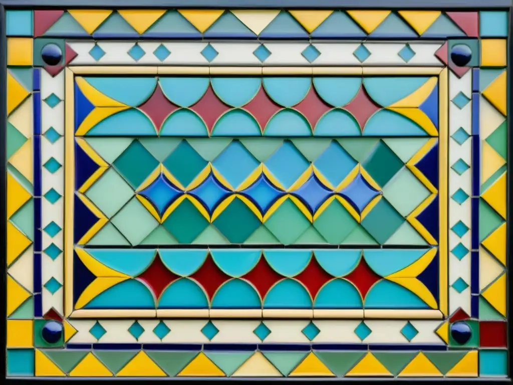 Diseños de patrones para email marketing: Intrincado mosaico vintage de azulejos coloridos con diseños únicos en patrón geométrico