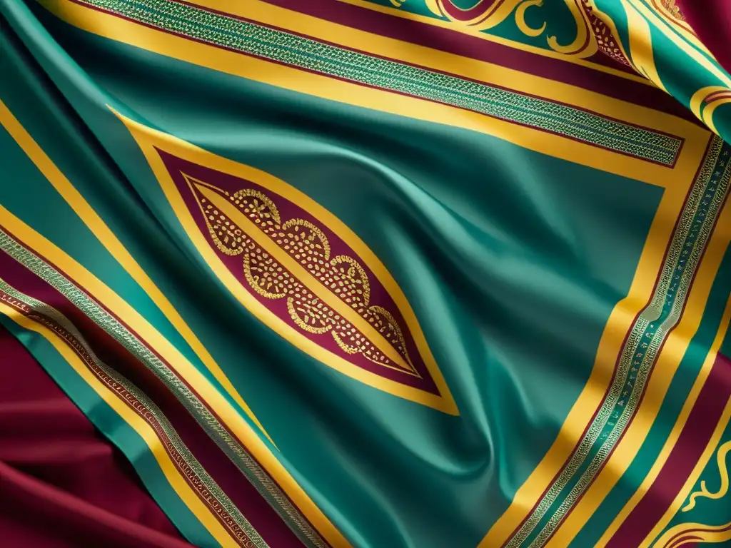 Un elegante pañuelo de marca vintage con intrincados patrones y colores opulentos, delicadamente colocado en un maniquí