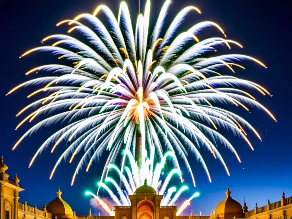 Espectacular exhibición de patrones pirotécnicos durante las Fallas Valencianas