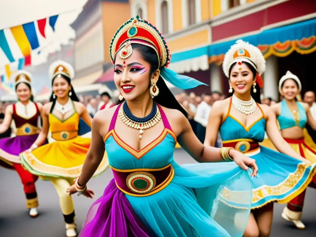 Un espectáculo vibrante de danzas tradicionales de diferentes culturas en un festival mundial