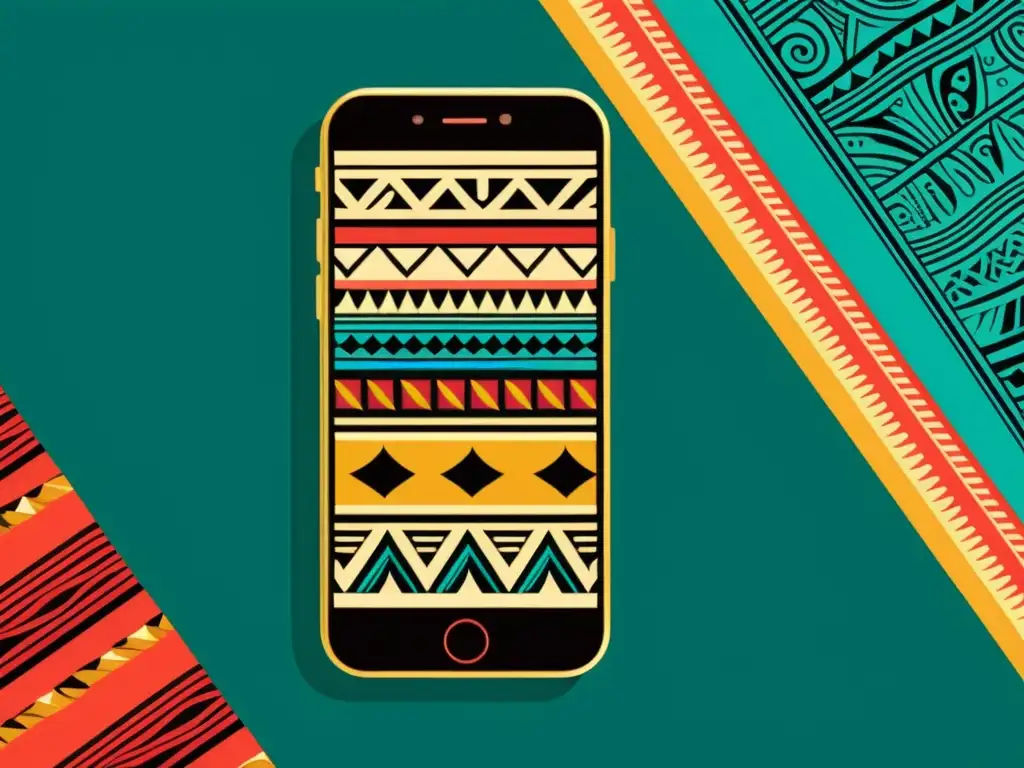 Exploración digital de patrón tribal en app para diseñar étnico