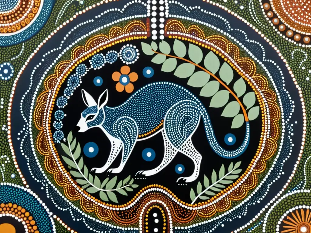 Exploración de diseños aborígenes australianos: Detallada pintura aborigen de puntos con motivos de la cultura indígena y la naturaleza