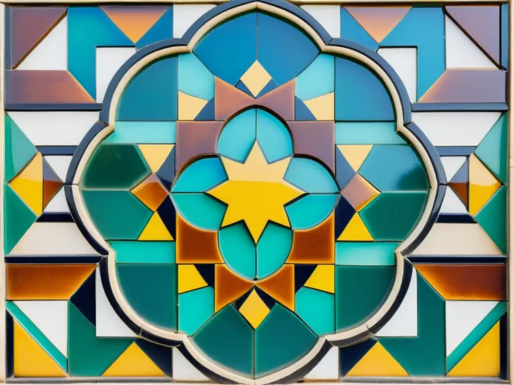 Exploración de mosaicos árabes: poesía visual de colores vibrantes, patrones geométricos e historia en una imagen de alta resolución