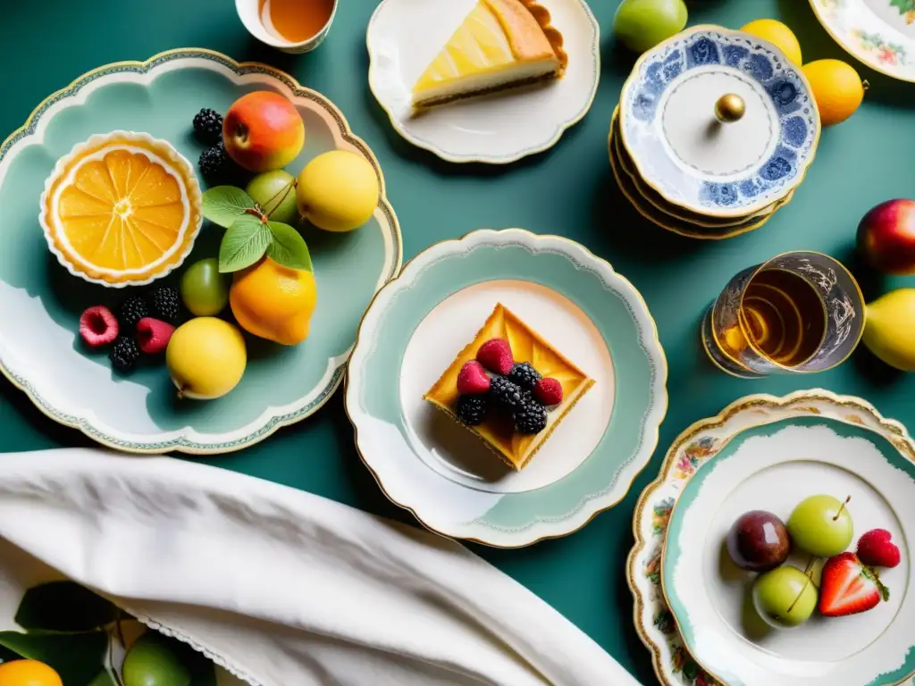 Exquisita mesa vintage con patrones en publicidad de alimentos y bebidas