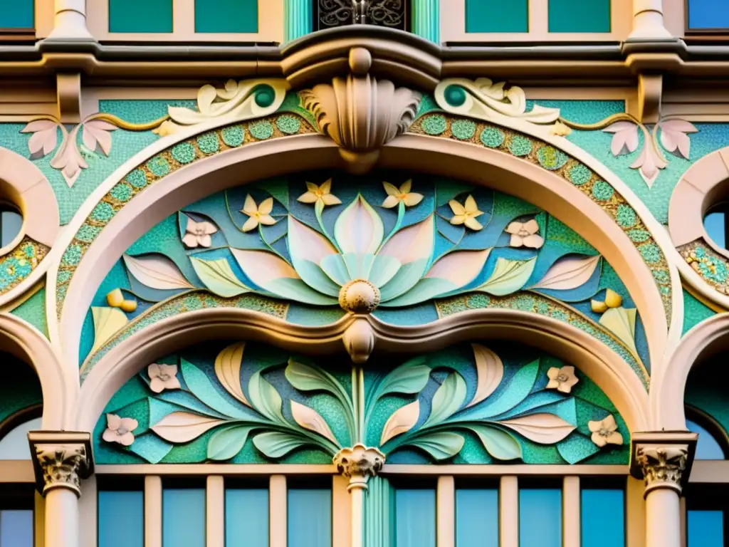 Un exquisito mosaico Art Nouveau en Barcelona: patrones artísticos del Art Nouveau en la fachada de un edificio histórico