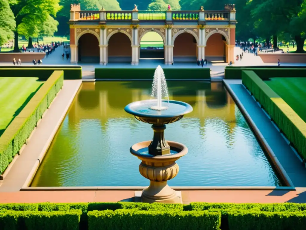 Foto vintage de la icónica Bethesda Terrace y Fuente en Central Park, destacando los patrones artísticos en el diseño urbano de Nueva York