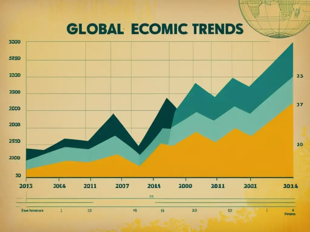 Gráfico de líneas estilo vintage mostrando patrones rítmicos en tendencias económicas