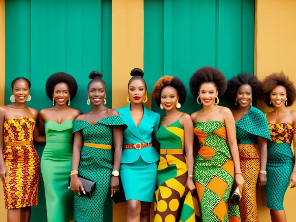 Grupo elegante viste moda Kitenge contemporánea africana en ambiente urbano vibrante