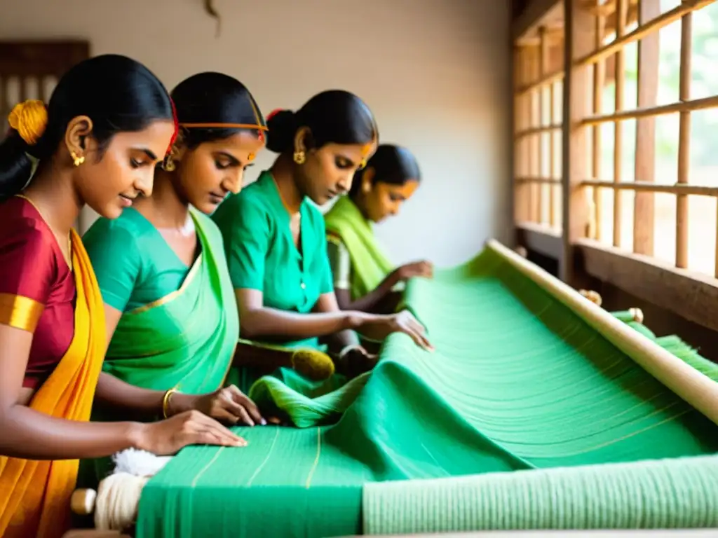 Hábiles artesanos en Andhra Pradesh crean con encanto el algodón, tejiendo telas Mangalgiri en un ambiente lleno de tradición y destreza