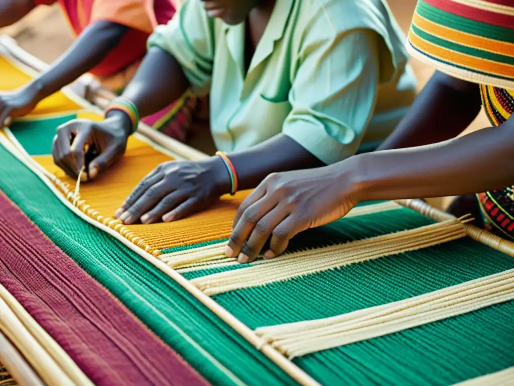 Hábiles artesanos en África tejen con esmero el colorido tejido de sisal, mostrando la rica herencia cultural y económica del continente