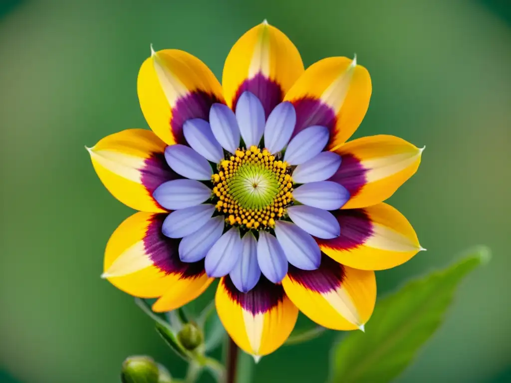 Una hermosa flor silvestre con patrones simétricos, en plena floración