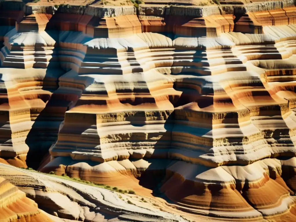 Una hermosa fotografía en alta resolución muestra los patrones en la estratificación de rocas sedimentarias, resaltando la complejidad de su formación