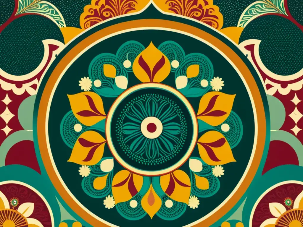 Detalle 8k de ilustración digital vintage con patrones históricos Una ilustración digital inspirada en la era vintage con patrones históricos revividos en la era digital, evocando una sensación de atemporalidad