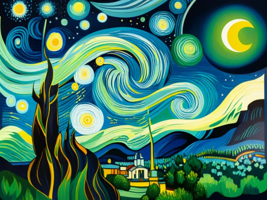 Imagen 8k detallada de 'La Noche Estrellada' de Van Gogh