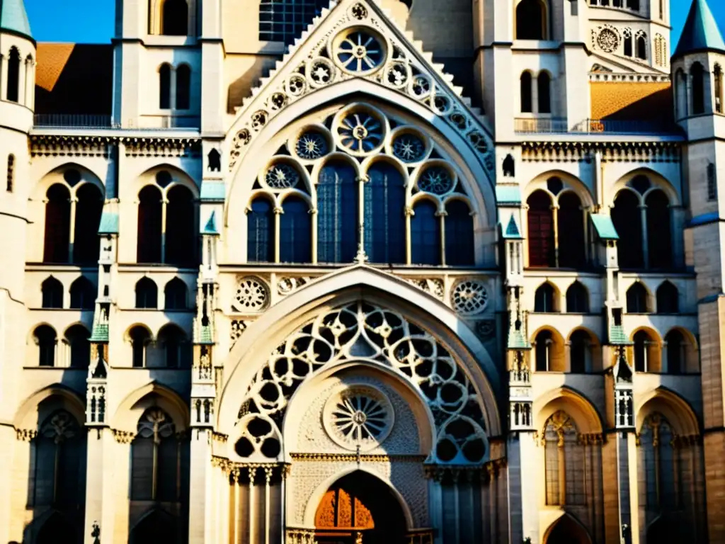 Basilique NotreDame de Fourvière: Detalles Arquitectónicos La imagen muestra la fachada ornamental de la Basílica Notre-Dame de Fourvière en Lyon, Francia, resaltando los patrones artísticos en la arquitectura