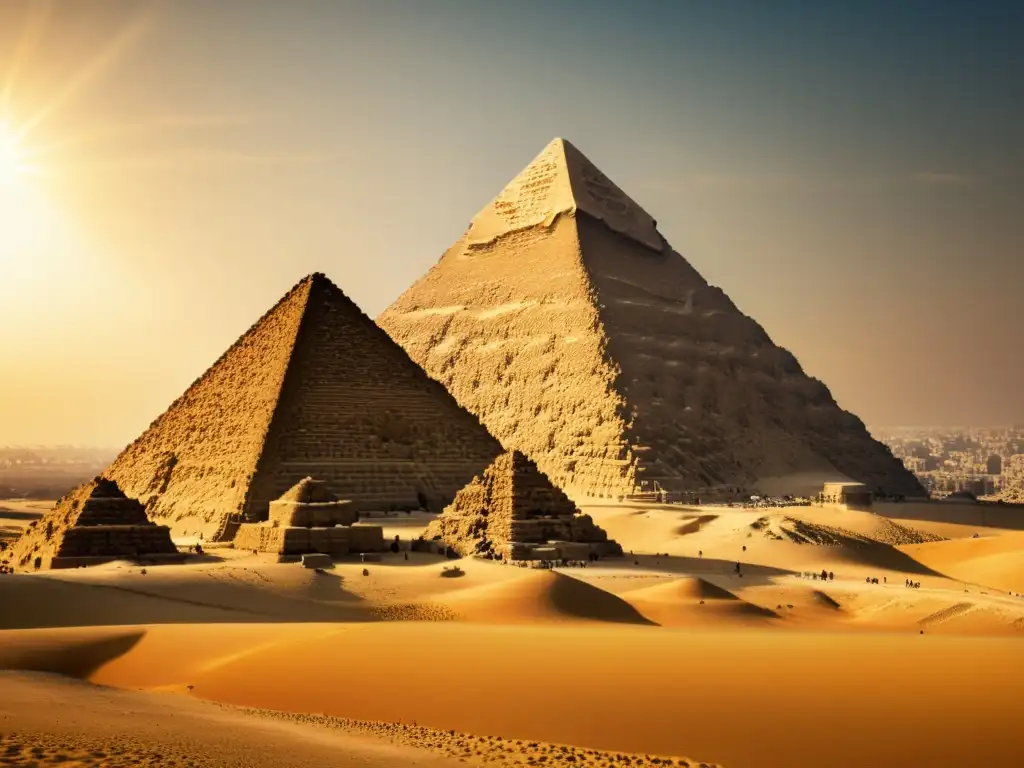 Imagen de alta resolución de la Gran Pirámide de Giza, destacando su majestuosa estructura y detalles arquitectónicos