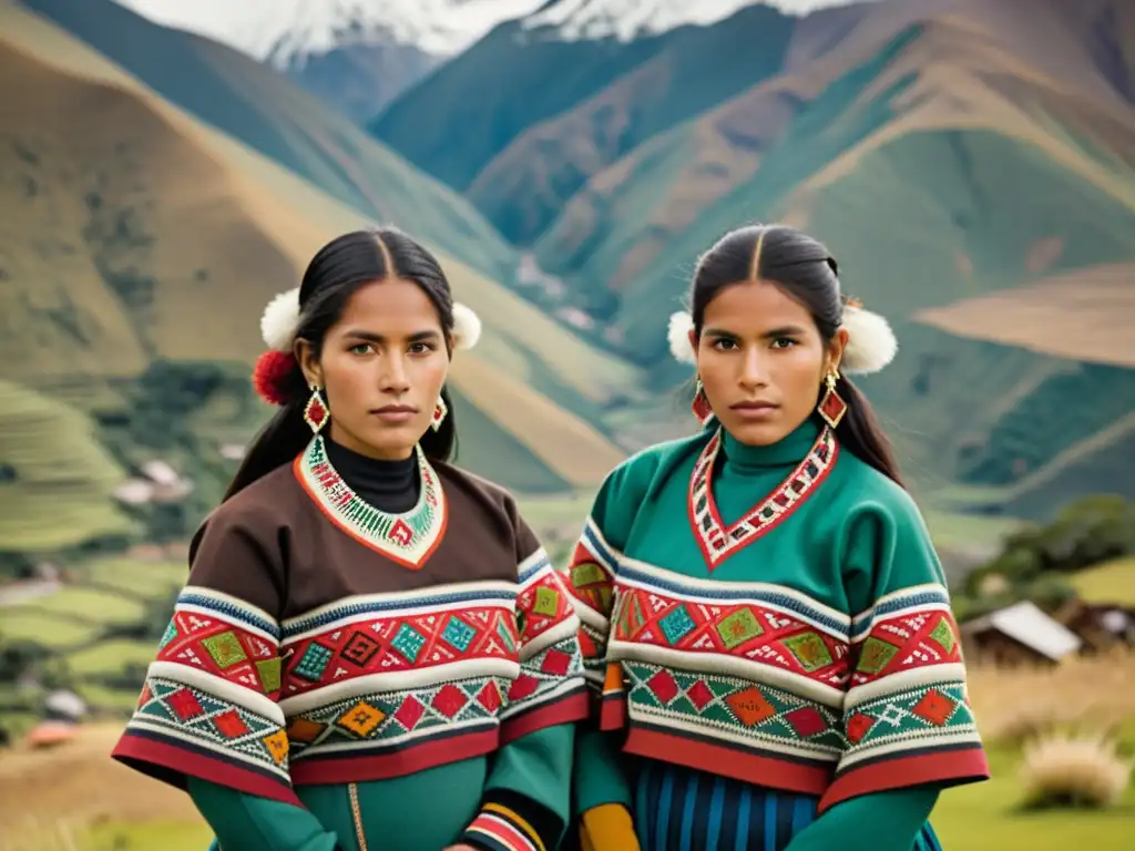 Imagen de mujeres indígenas andinas con trajes tradicionales en la Semana de la Cultura Andina moda folclórica, mostrando elegancia y orgullo cultural