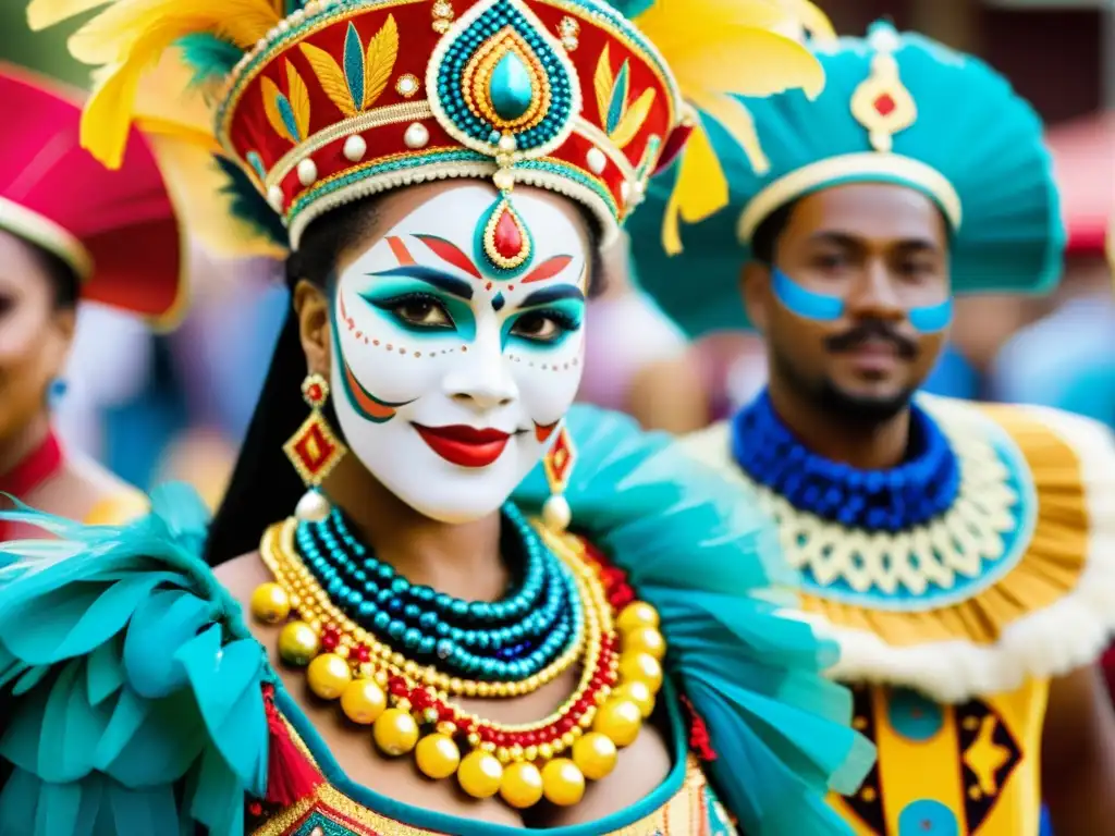 Imagen de patrones en carnavales internacionales con trajes coloridos y personas alegres celebrando la diversidad cultural