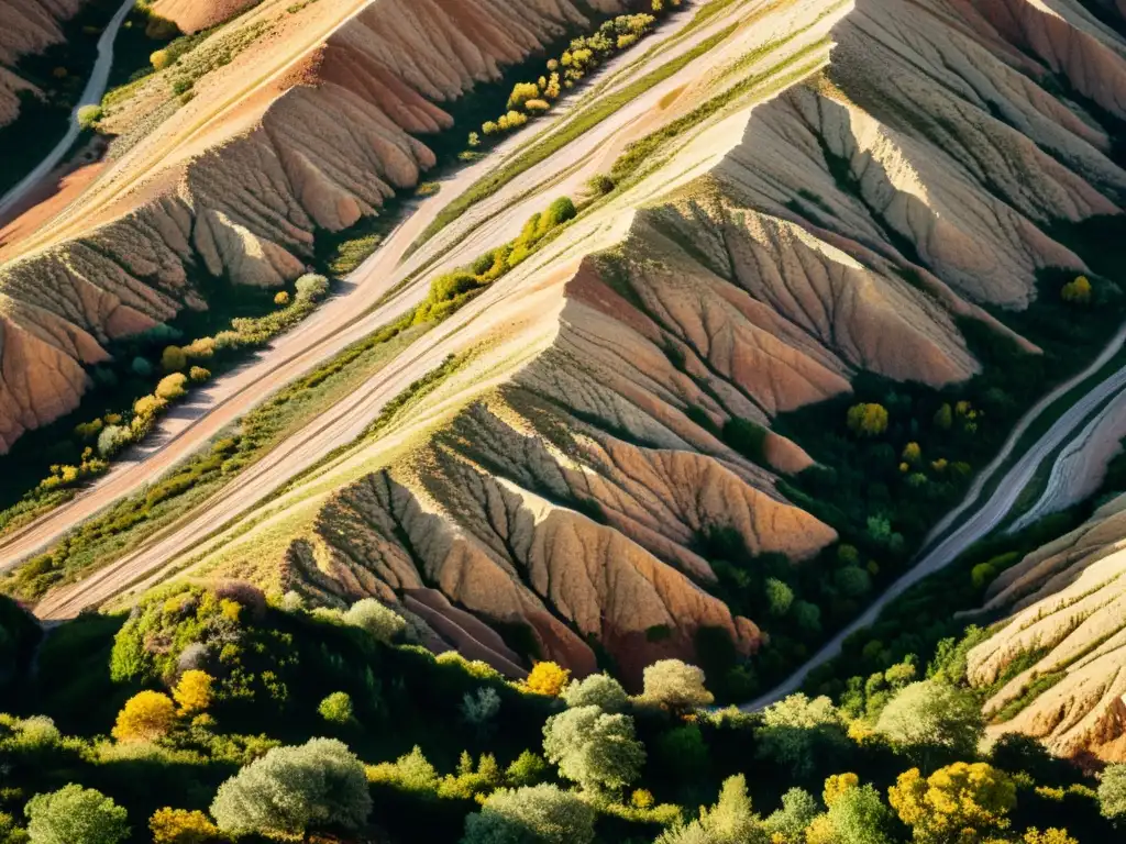 Imagen de terreno rocoso con patrones geológicos y vegetación, resaltando la relación entre patrones de vegetación y geología