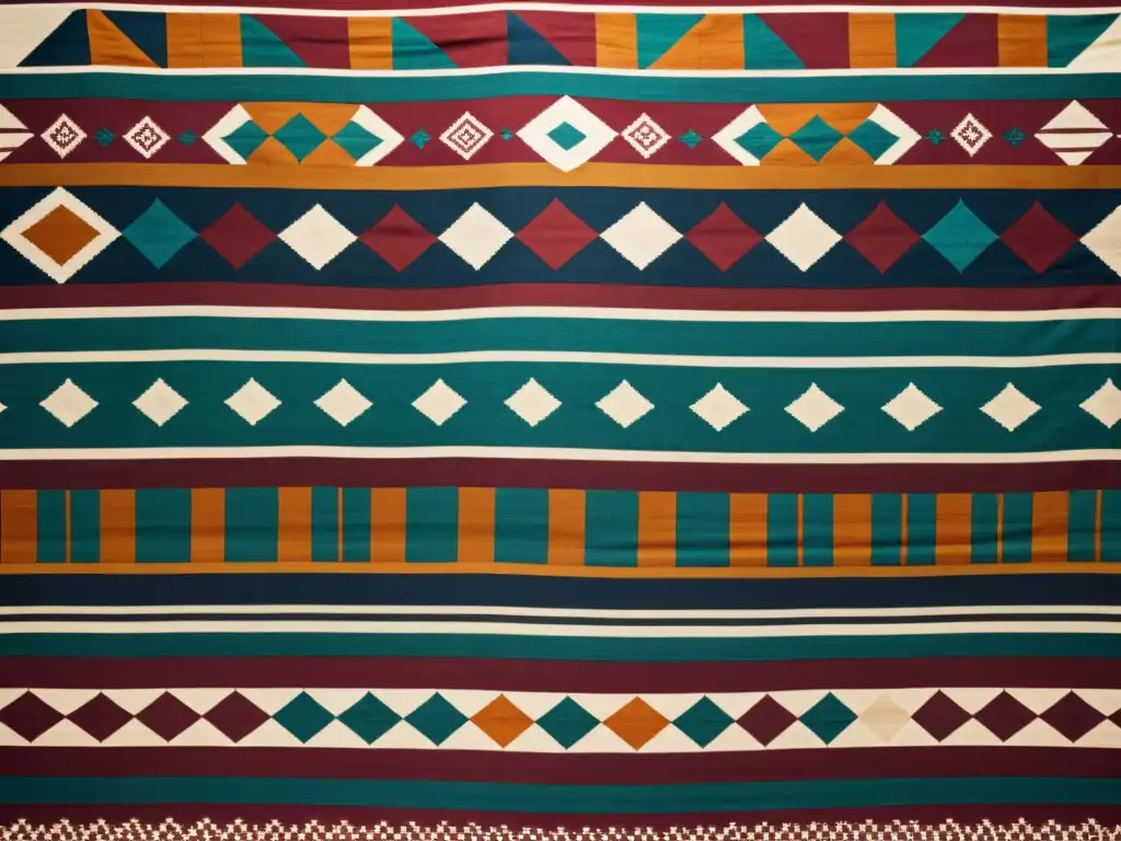 Imagen de un vibrante textil tribal hindú tejido a mano con patrones geométricos y colores tierra