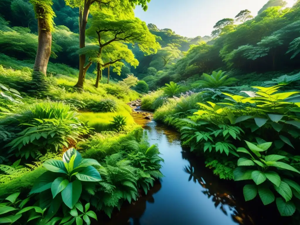 Imagen vintage en 8k de un exuberante bosque con patrones naturales en merchandising ecológico